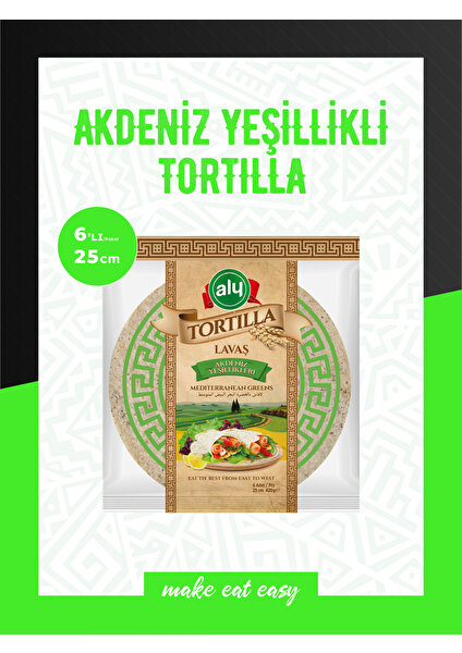 Akdeniz Yeşillikleri Tortilla Lavaş 25 cm x 6'lı 420 gr