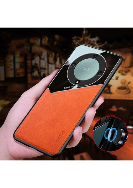 Honor X9A Manyetik Emme Dikiş Deri Deseni Cep Telefonu Kılıfları (Yurt Dışından)