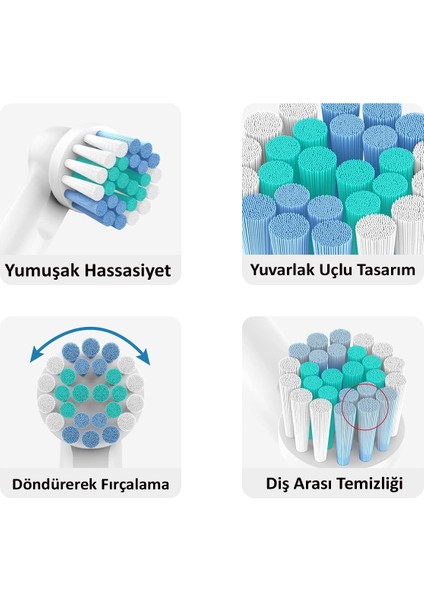 Şarjlı Diş Fırçaları Uyumlu 8 Adet Muadil Yedek Kafa Ağız Bakım Seti Yedek Fırça Başlık