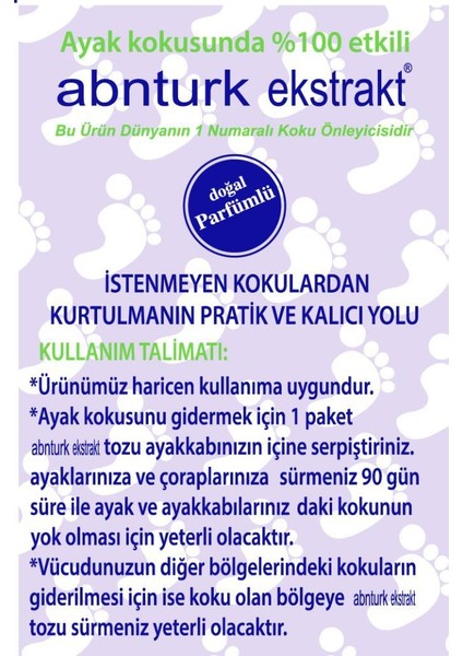 3 Adet Doğal Parfümlü Ayak Kokusu Giderici Koku Önleyici Sağlıklı Toz 120 Gün Etkili