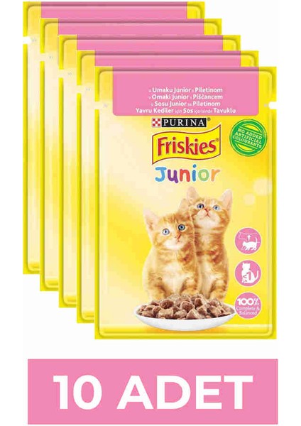 Junior - Tavuklu Yavru Kedi Yaş Maması - 85 gr x 10 Adet