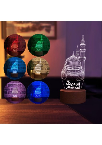 3 Boyutlu Medine Figürlü Dekoratif Hediye LED Masa Lambası