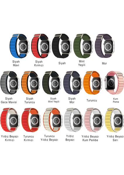 Apple Watch Seri 10/9/8/7/6/se/5/4/3 Alpne Loop Kordon 46/45/44/42MM ve 41/40/38MM Uyumlu