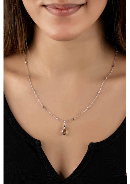 Swarovski Crystal Taşlı Ametist Top Zincir Gümüş Kadın Kolye fiyatları