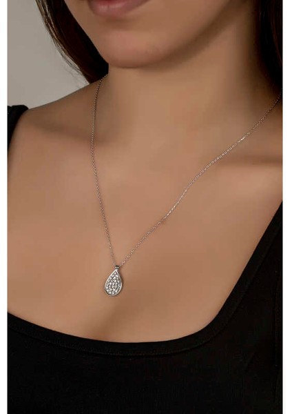 Swarovski Crystal Taşlı Damla Gümüş Kadın Kolye fiyatları