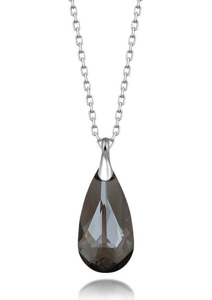 Swarovski Crystal Taşlı Damla Gümüş Kadın Kolye