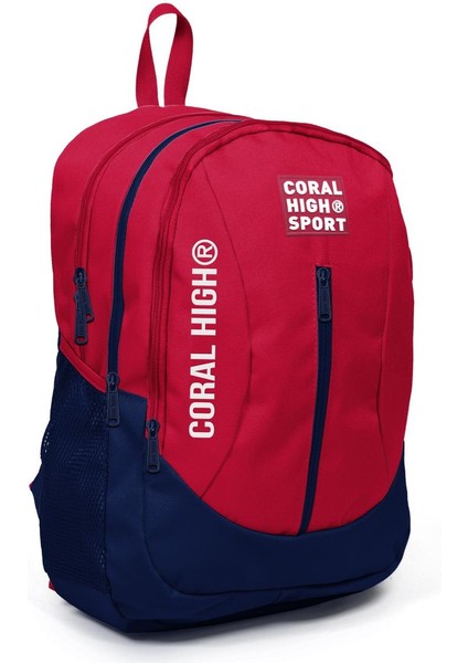 Coral High Sport Kırmızı Lacivert Dört Bölmeli USB Şarjlı Kulaklık Çıkışlı Sırt Çantası 23447