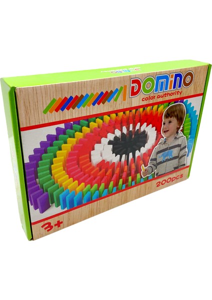 Eğitici Ahşap Oyuncak Renkli Domino Oyunu 200 Parça