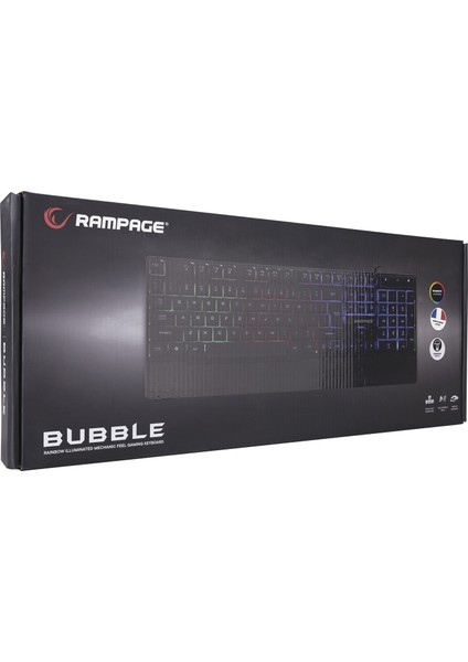 KB-R66 Bubble USB Gökkuşağı Aydınlatmalı Fransız/Arap Layout Multimedya Klavye