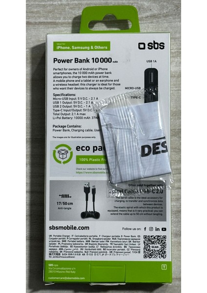 Powerbank 10.000 Mah 2 USB 2.1 A Taşınabilir Şarj Cihazı TTBB10000FASTK