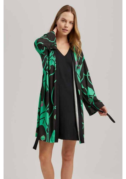 23525 Kadın Sabahlık-Siyah