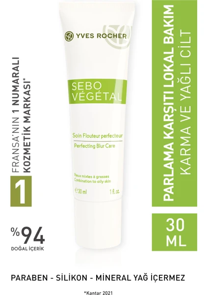 Sebo Vegetal - Ultra Hafif Dokulu, Anında Matlık Sağlayan, Parlama Karşıtı Lokal Bakım- 30 ml