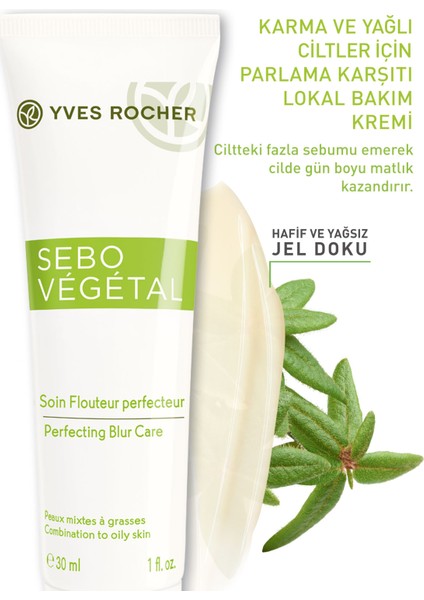 Sebo Vegetal - Ultra Hafif Dokulu, Anında Matlık Sağlayan, Parlama Karşıtı Lokal Bakım- 30 ml