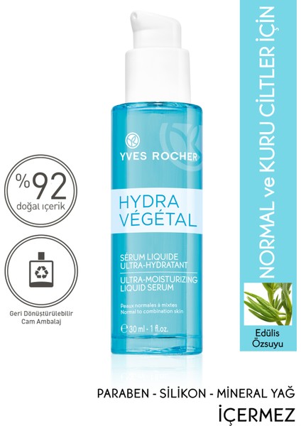 Yves Rocher Hydra Vegetal - Derinlemesine Nemlendiren Canlandırıcı Likit Serum - 30 ml