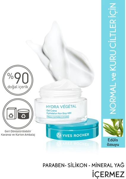 Yves Rocher Hydra Vegetal - 48 Saat Derinlemesine Nemlendiren Jel Krem - 50 ml