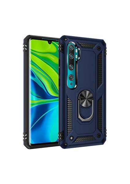 Xiaomi Mi Note 10 Kılıf Vega Tank Sert Yüzüklü Standlı Zırh Koruma Kapak