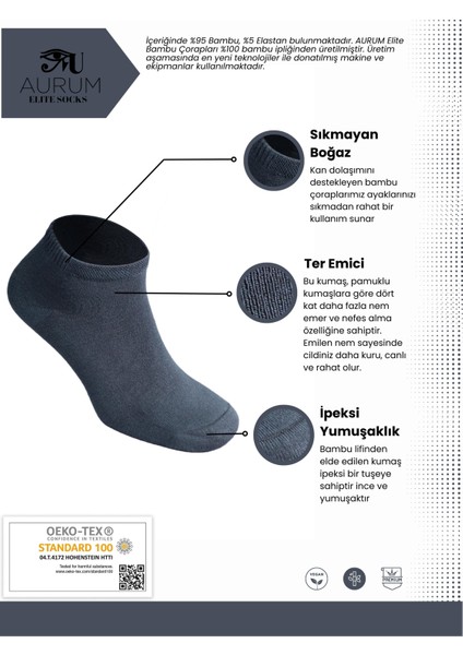 Erkek 6'lı Premium Bambu Patik Çorap Dikişsiz - 2 Siyah 2 Gri 2 Füme fiyatları