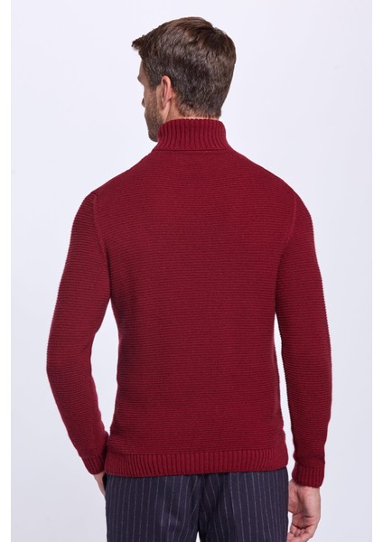 Baklava Desenli Boğazlı Saf Kaşmir Bordo Kazak fırsatları