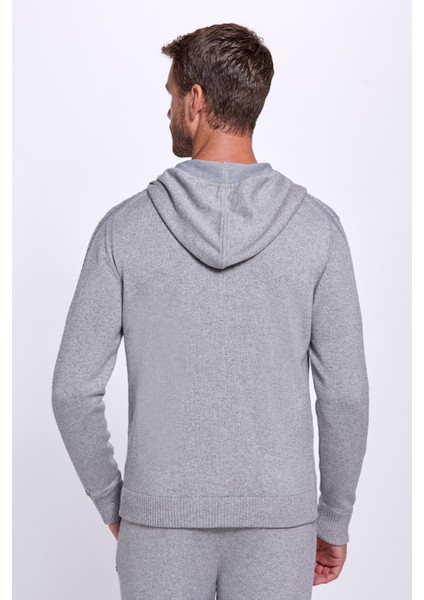 Kaşmir-Ipek Karışımlı Kapüşonlu Gri Spor Ceket fırsatları