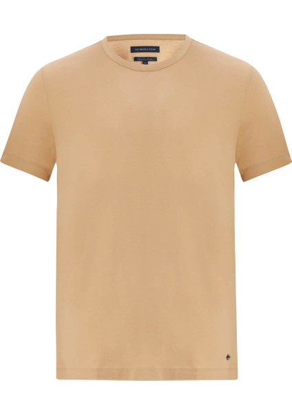 Kum Rengi Bisiklet Yaka Basic T-Shirt