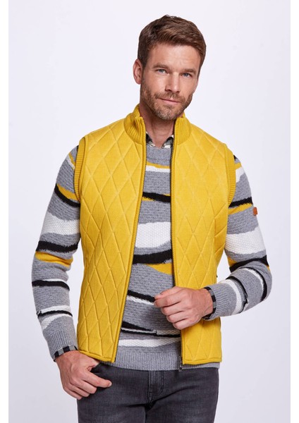 Çizgi Desenli Gri Kaşmir Yün Karışımlı Kazak indirimleri