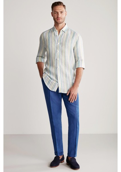 Saf Keten Indigo Pantolon fırsatları