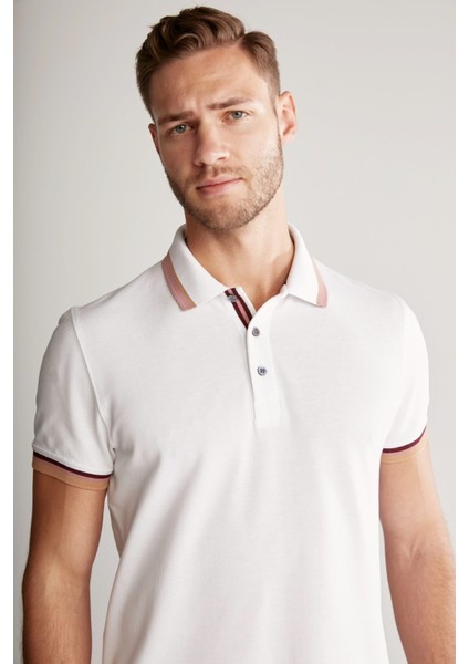 Pike Pamuk Beyaz Polo T-Shirt