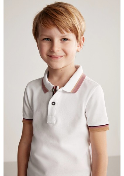 Pike Pamuk Beyaz Çocuk Polo T-Shirt
