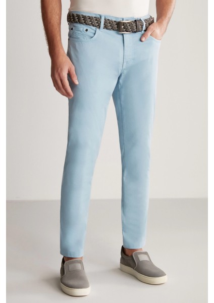 Slim Fit 5 Cep Gök Mavisi Chino Pantolon fırsatları