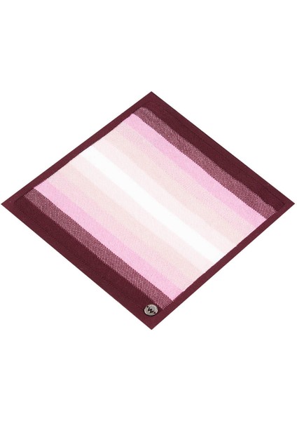 Çizgi Desenli Pembe Beyaz Örgü Mendil
