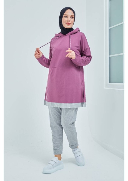 Pamuklu Tunik Pantolon Eşofman Takım TRN2030 Gülkurusu