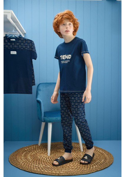 Erkek Çocuk Kısa Kol Lacivert Pijama Takımı 8C5T3N6