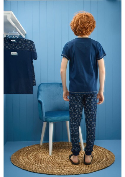 Erkek Çocuk Kısa Kol Lacivert Pijama Takımı 8C5T3N6
