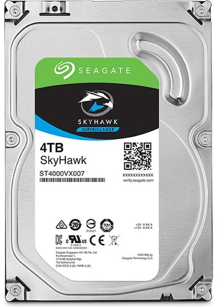 Skyhawk, ST4000VX007, 3.5", 4tb, 64MB, 5900RPM, Güvenlik, HDD