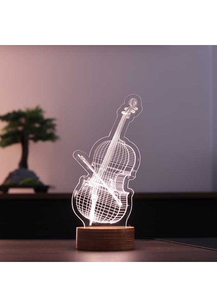 Çello LED Masa Lambası Ahşap Taban 7 Farklı Işık Renkli