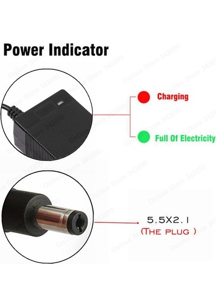 42V 2A Scooter Şarj Adaptörü Unıversal Tüm Modeller 5.5/2.5 Uç Laptop Tip (Kesicili/ışıklı)