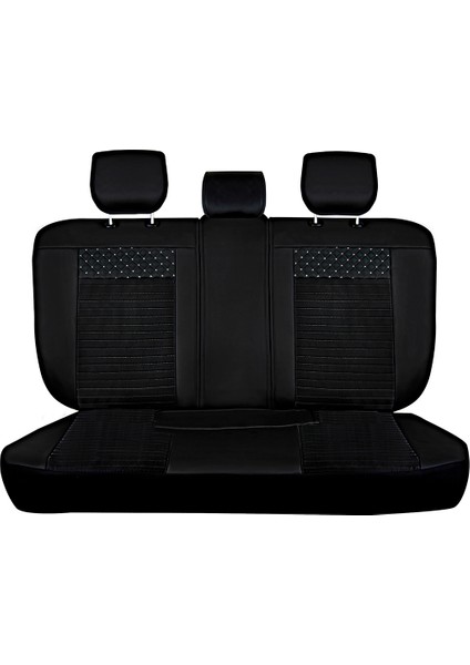 Seat Leon Lüx Deri Oto Koltuk Kılıfı Ön Arka Takım (Elit) Siyah Beyaz Nakış