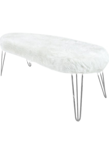 Şila Bench Beyaz Peluş - Silver Ayaklı 90 Cm fiyatları