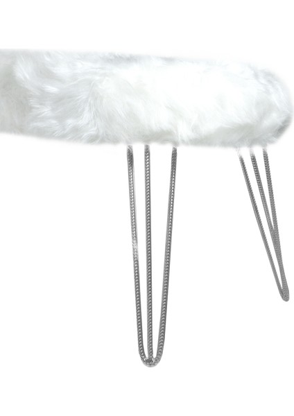 Şila Bench Beyaz Peluş - Silver Ayaklı 90 Cm modelleri