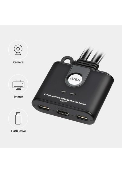 ATEN-CS22HF 2-Port USB Fhd HDMI Cable Kvm Switch