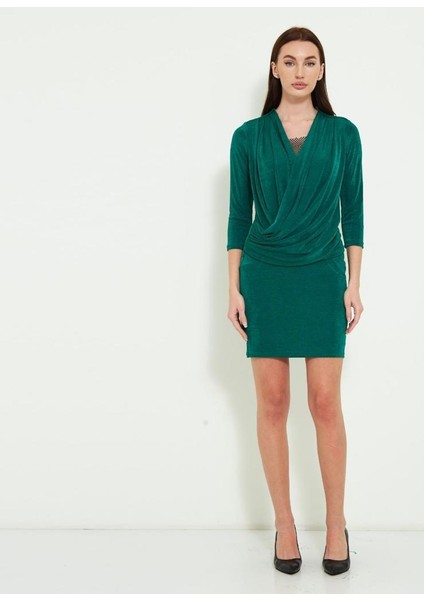 Kadın Kruvaze Yaka Kısa Elbise