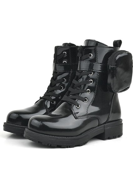 Siyah Rugan Fermuarlı Bağcıklı Cüzdanlı Kız Çocuk Bot modelleri