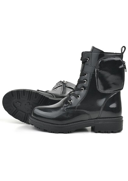 Siyah Rugan Fermuarlı Bağcıklı Cüzdanlı Kız Çocuk Bot fırsatları