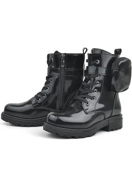 Siyah Rugan Fermuarlı Bağcıklı Cüzdanlı Kız Çocuk Bot indirimleri