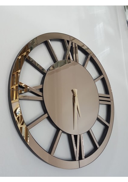 Circle Roma Bronze Model Bronz Renk 60 Cm Dekoratif Aynalı Duvar Saati