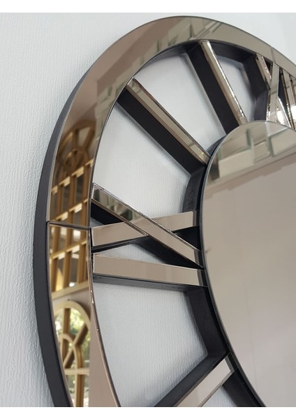 Circle Roma Bronze Model Bronz Renk 60 Cm Dekoratif Aynalı Duvar Saati