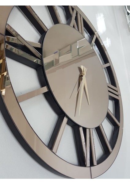 Circle Roma Bronze Model Bronz Renk 60 Cm Dekoratif Aynalı Duvar Saati