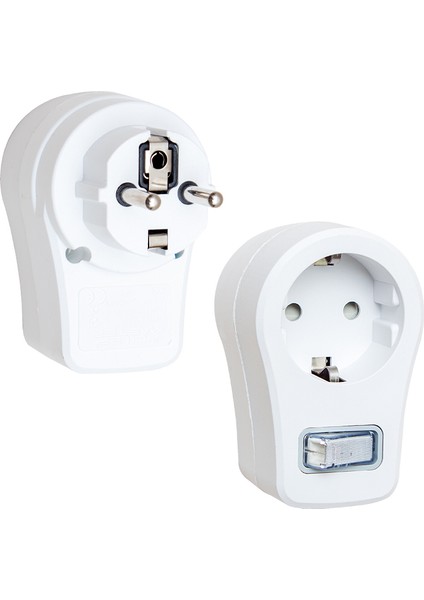 Powermaster 16816 Tekli Beyaz Anahtarlı Akım Korumalı Priz (10A-2500W)(İNTERNET Satışı 25 Tl Altı Yasak)
