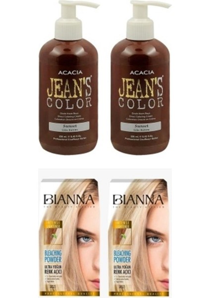Saç Boyası - Jean's Color Saç Boyası Gün Batımı 250 ml 2 Adet + 2 Adet Bianna Saç Açıcı