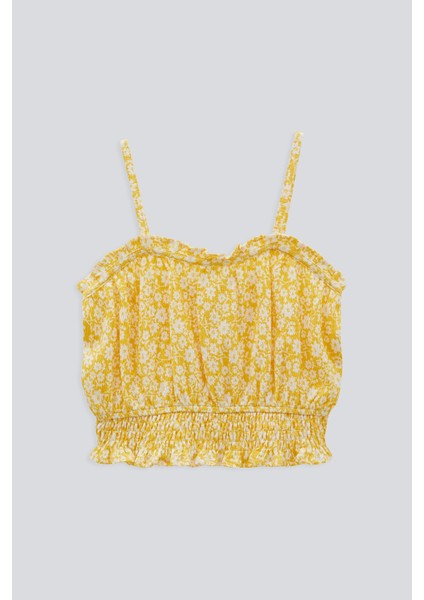 (Kids Girl) Çiçekli Askılı Crop